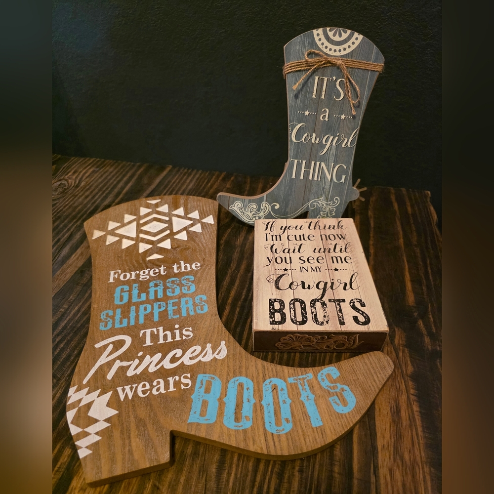 Decorative Wooden Cowboy Boot Signs